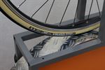 Vittoria Corsa G+ (open) Vittoria Corsa G+ (open) road bike tire on a rolling resistance test machine